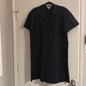 EILEEN FISHER Organic Cotton Black Shirtdress Sz L | Minimalist Queen Energy